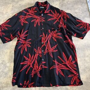 Tropical Tantrum Shirt Men's XL Black Natural Rayon Hawaiian Short Sleeve